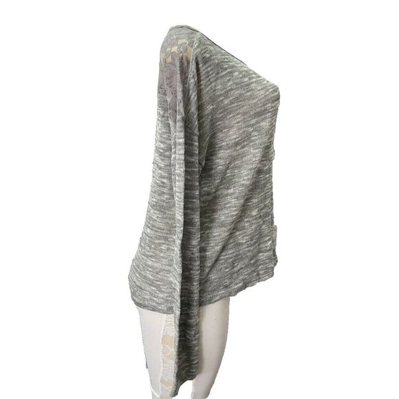 Aeropostale XL Gray Heather Crew Neckline Sheer Lace Back Long Sleeve Sweater - Picture 3 of 6